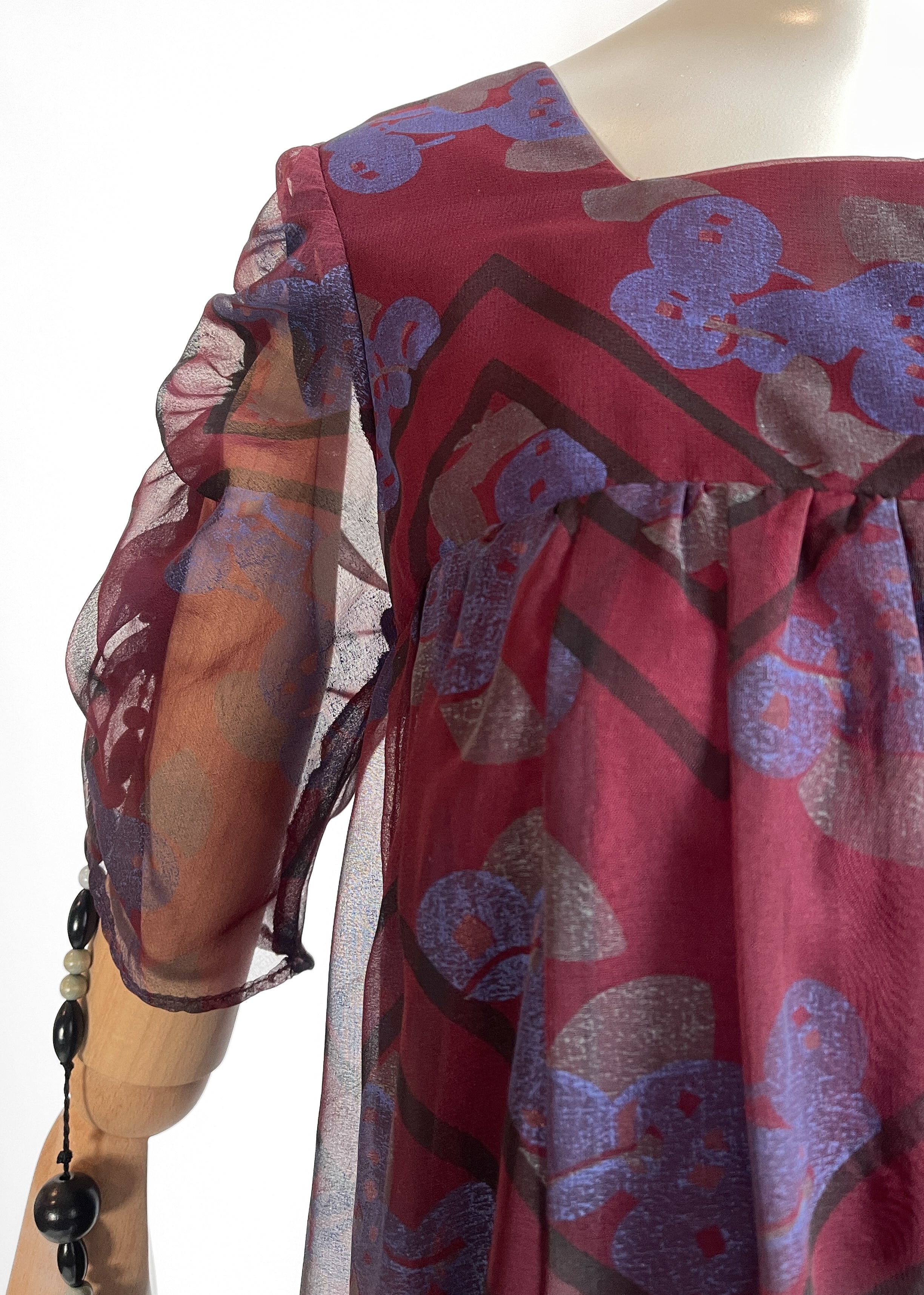 1970s Jean Varon Dress with Feather Tassels