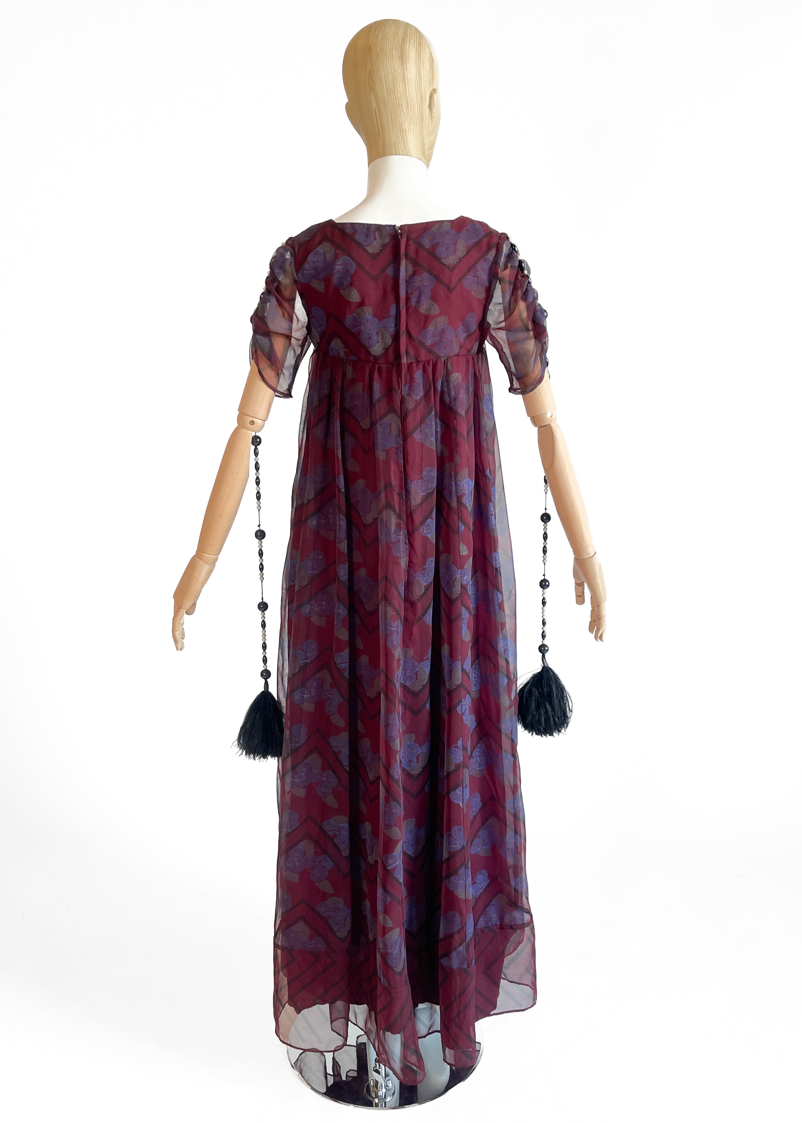 1970s Jean Varon Dress with Feather Tassels