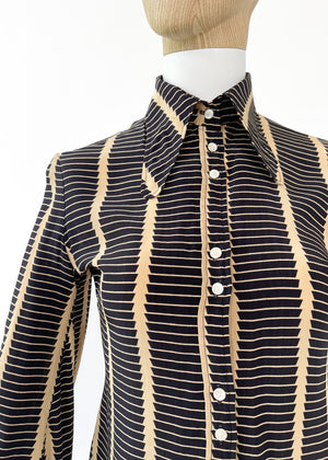 Vintage 1970s Jeff Banks Striped Blouse