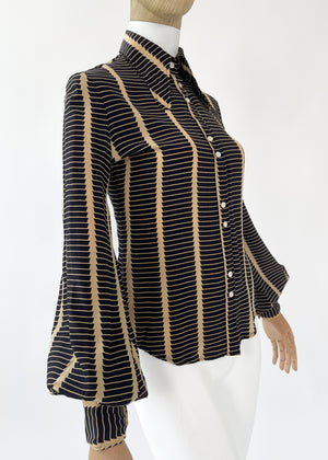 Vintage 1970s Jeff Banks Striped Blouse