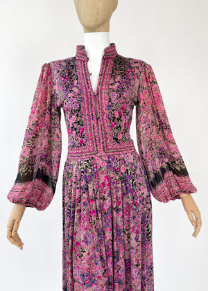 Vintage 1970s Leonard Floral Silk Jersey Dress