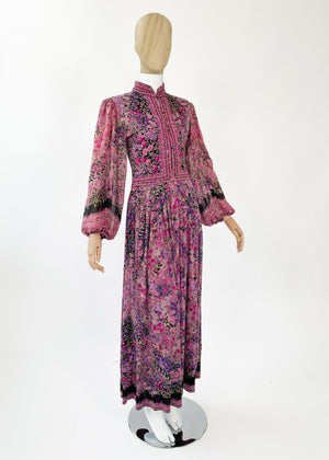 Vintage 1970s Leonard Floral Silk Jersey Dress