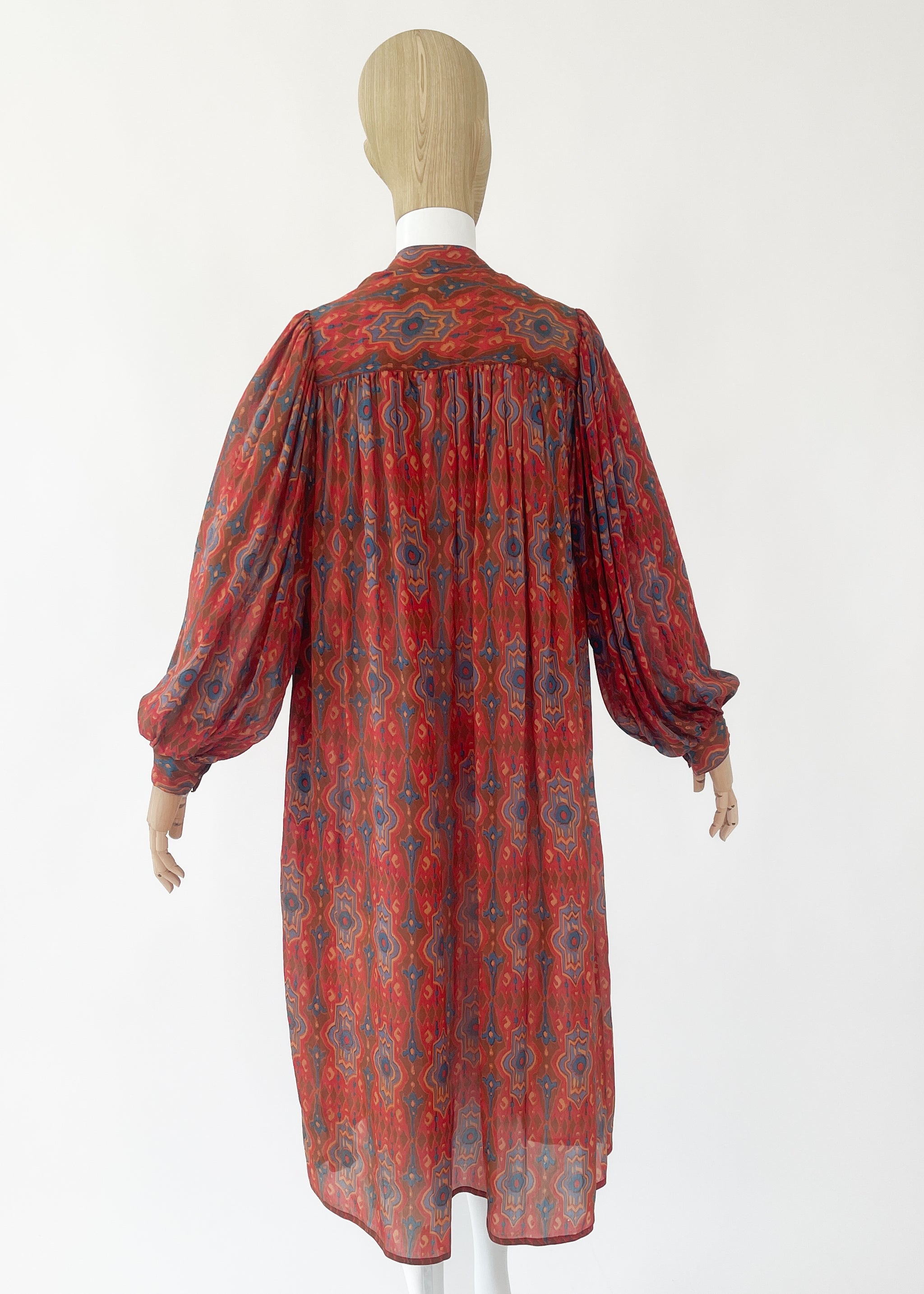 retro dress 1970s Vintage 70s Coquette Stand Collar Dress Customize Size / Apricot I Retro Fairy