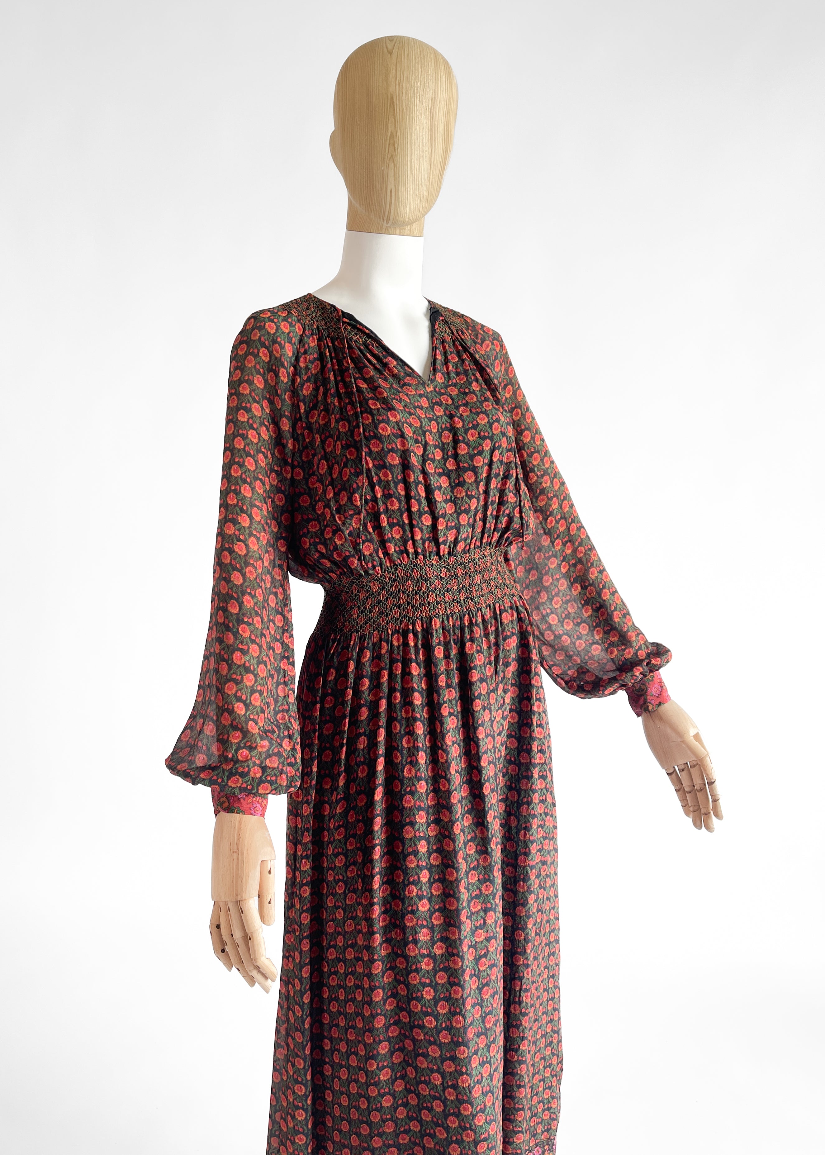 Vintage 1970s Treacy Lowe Silk Dress from India