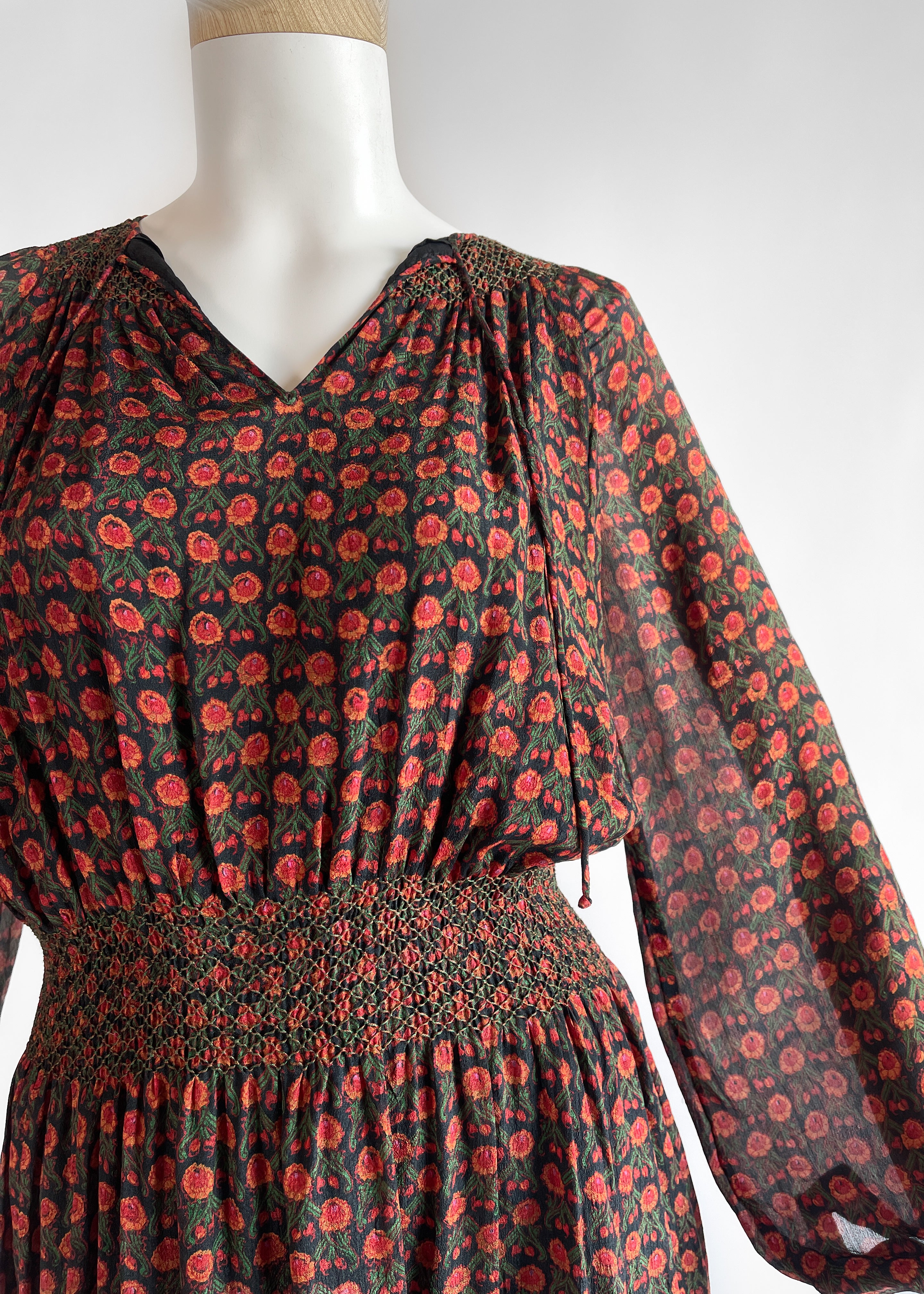 Vintage 1970s Treacy Lowe Silk Dress from India