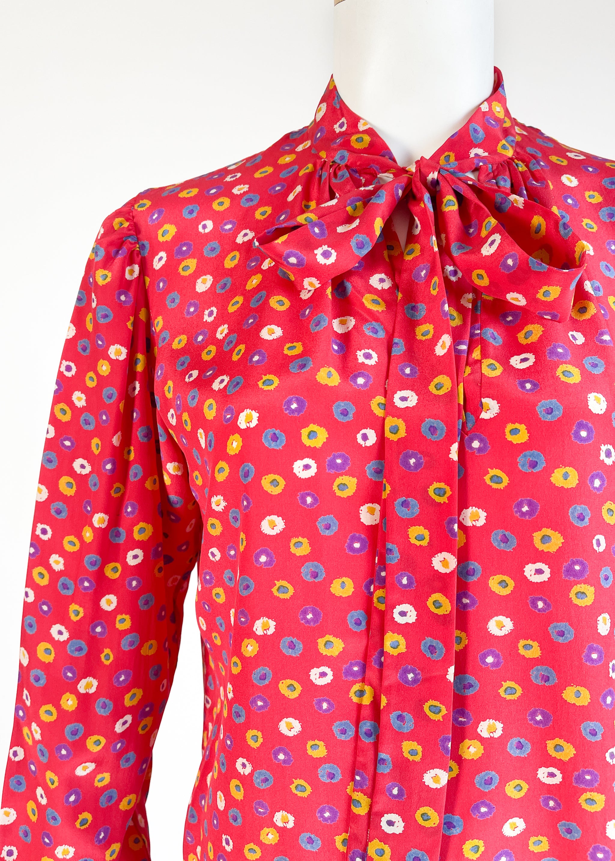 1970s Yves Saint Laurent Floral Silk Blouse - Raleigh Vintage