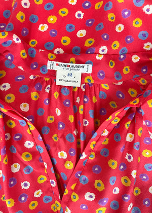 1970s Yves Saint Laurent Floral Silk Blouse