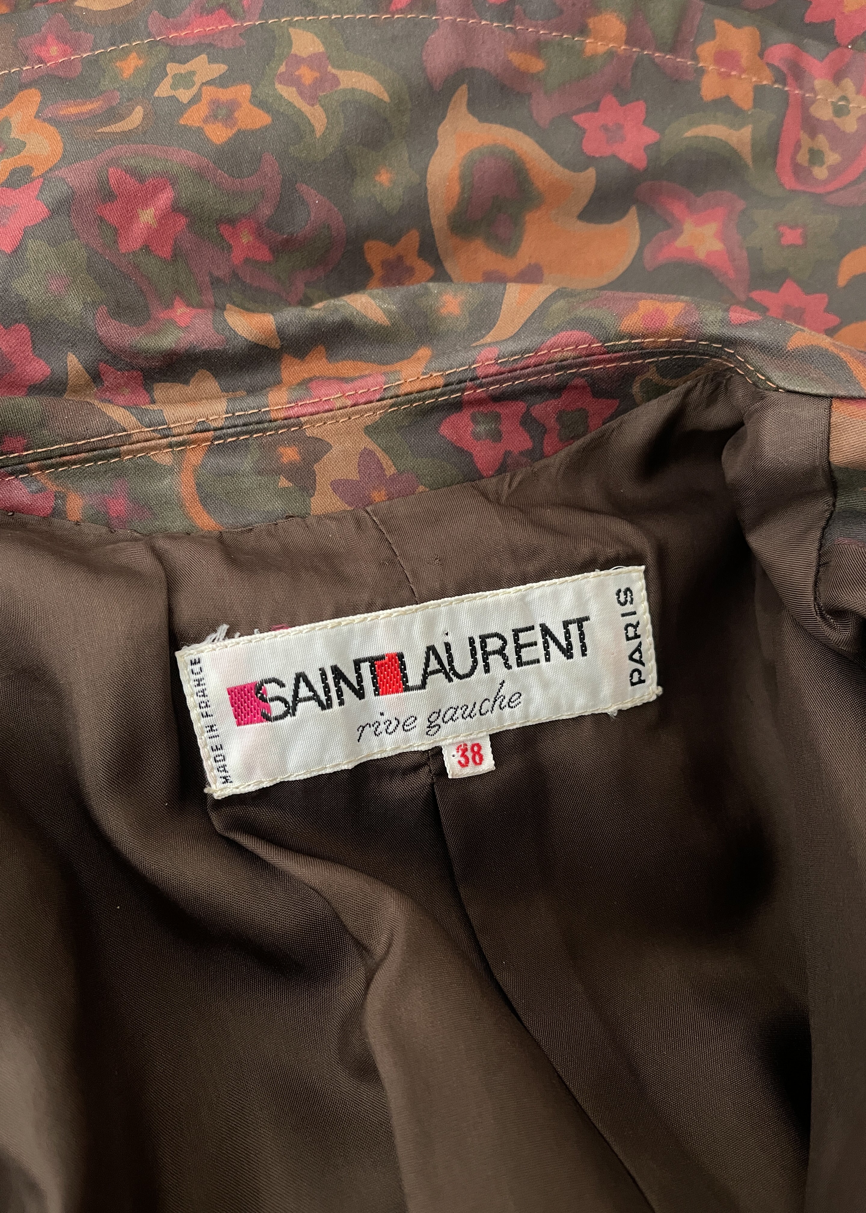 Vintage Yves Saint Laurent Print Trench Coat and Skirt