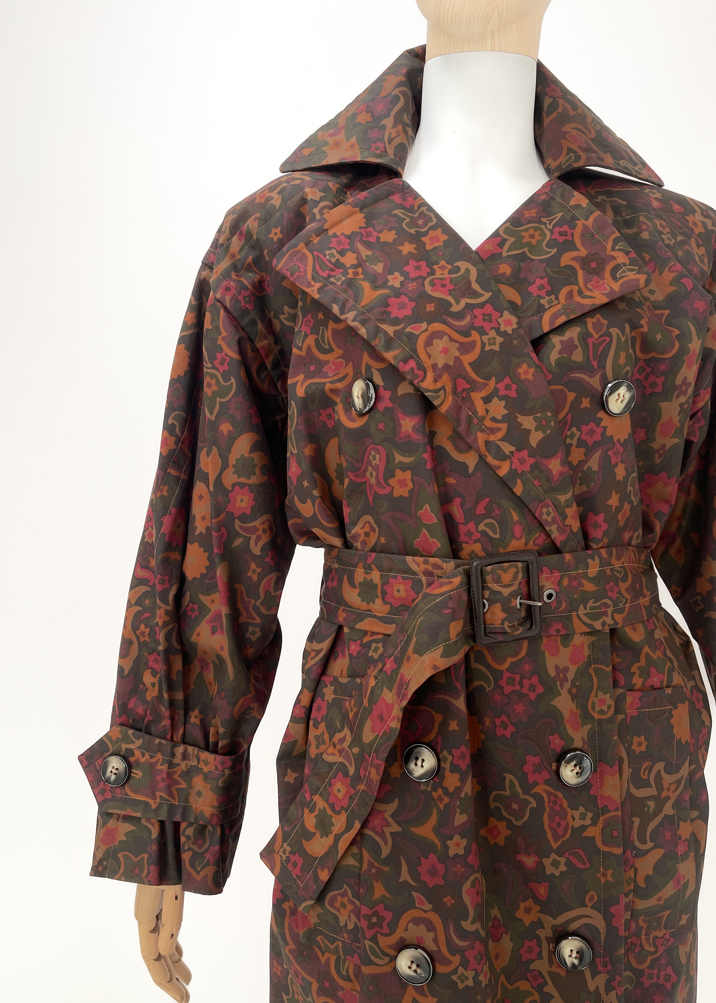 Vintage Yves Saint Laurent Print Trench Coat and Skirt
