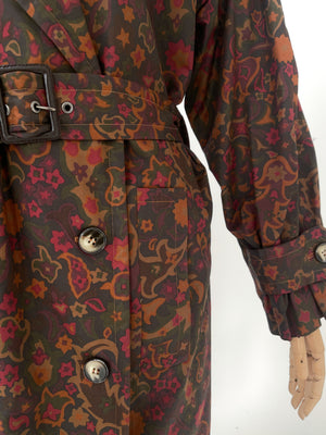 Vintage Yves Saint Laurent Print Trench Coat and Skirt