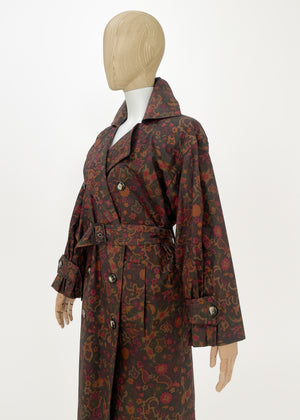 Vintage Yves Saint Laurent Print Trench Coat and Skirt