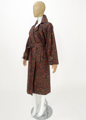 Vintage Yves Saint Laurent Print Trench Coat and Skirt