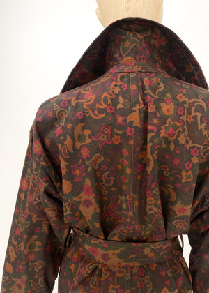 Vintage Yves Saint Laurent Print Trench Coat and Skirt