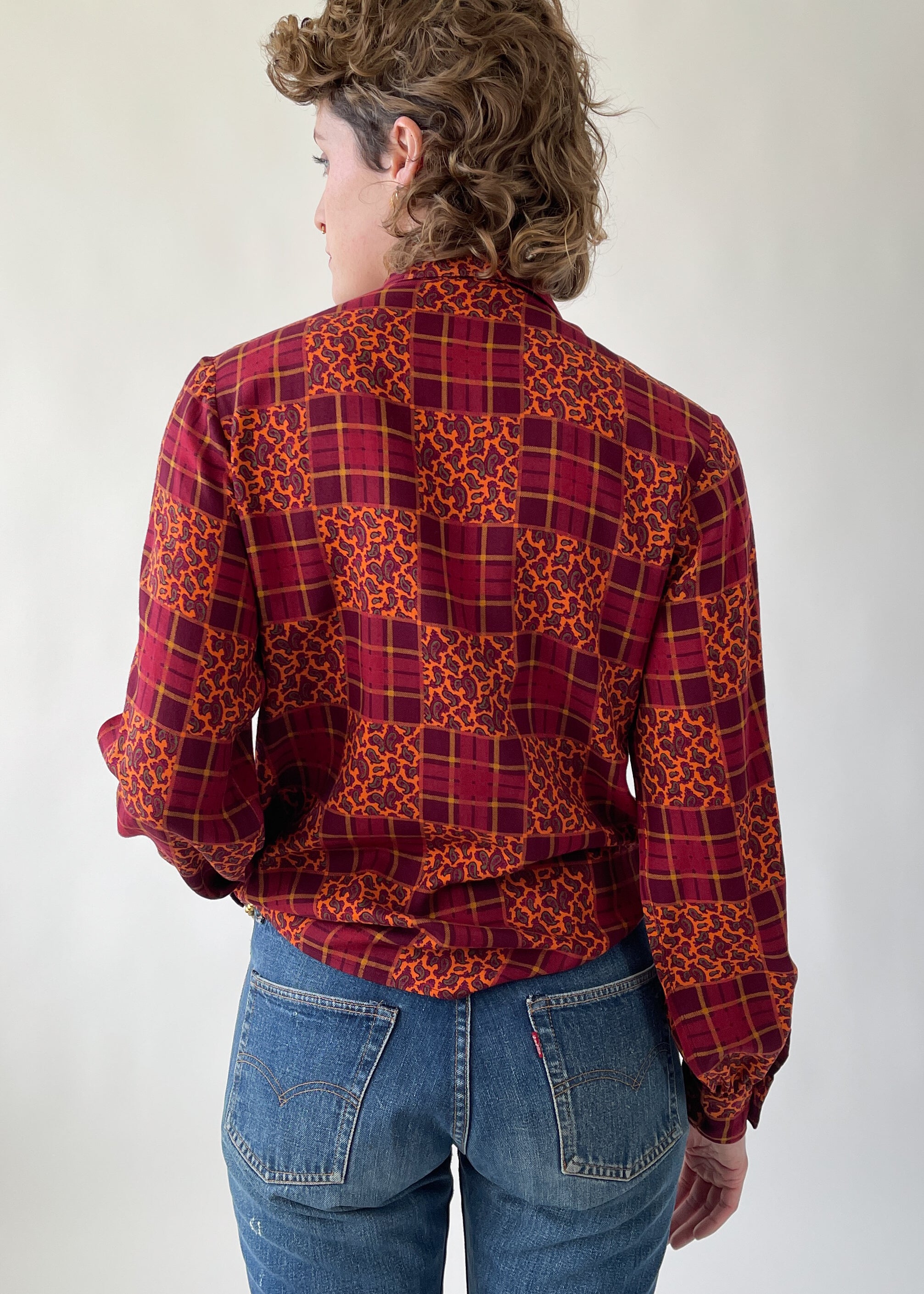 Vintage 1982 YSL Patchwork Tuxedo Shirt