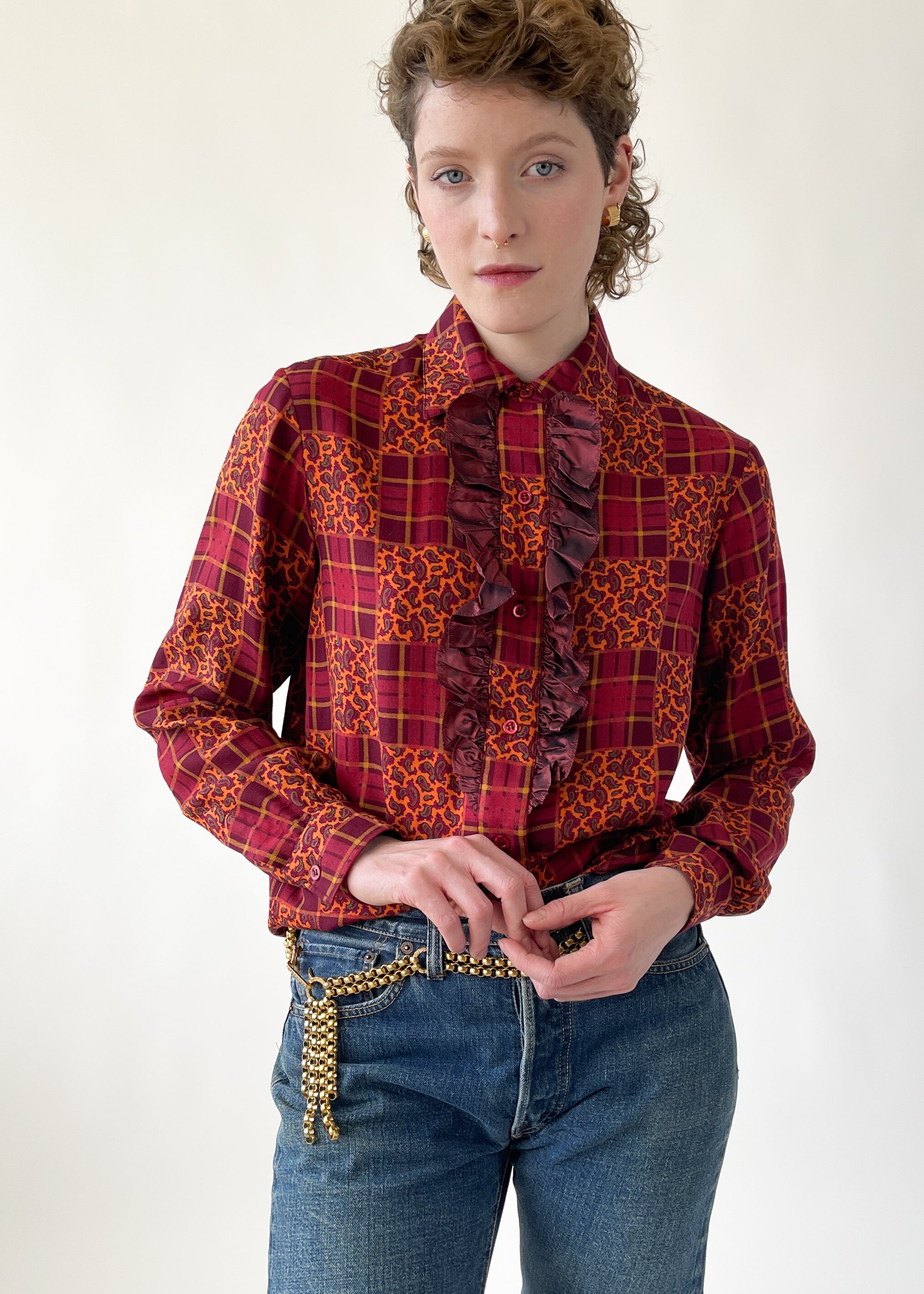 Vintage 1982 YSL Patchwork Tuxedo Shirt Vintage 1982 YSL Patchwork Tuxedo Shirt