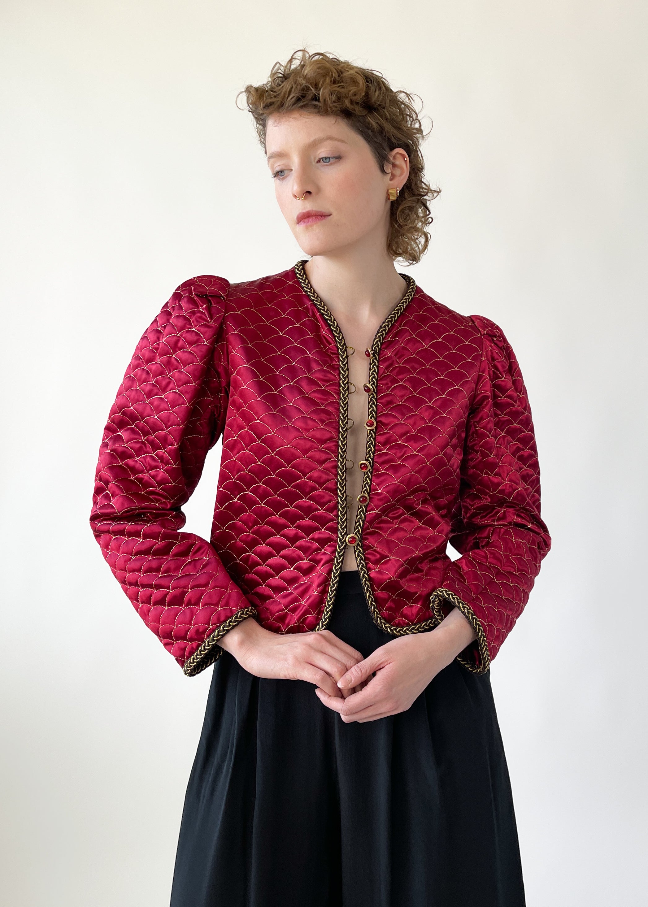 Vintage 1970s Yves Saint Laurent Cropped Satin Jacket