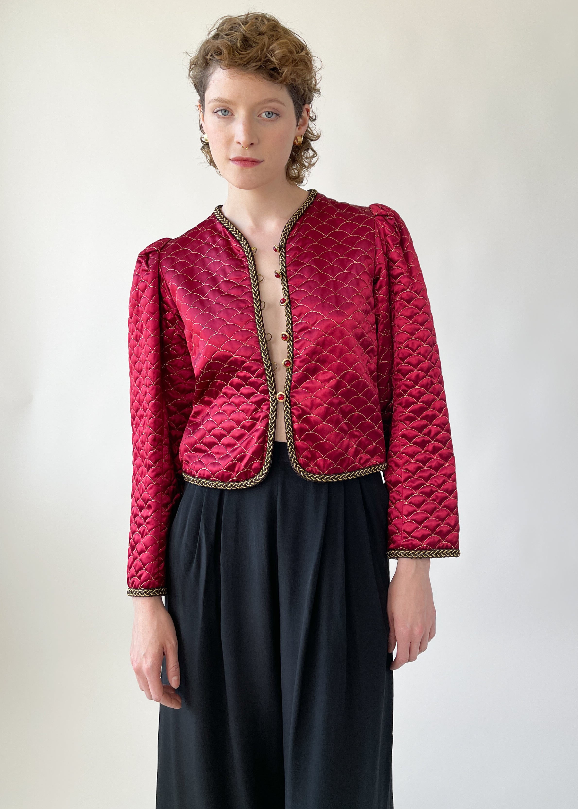 Vintage 1970s Yves Saint Laurent Cropped Satin Jacket