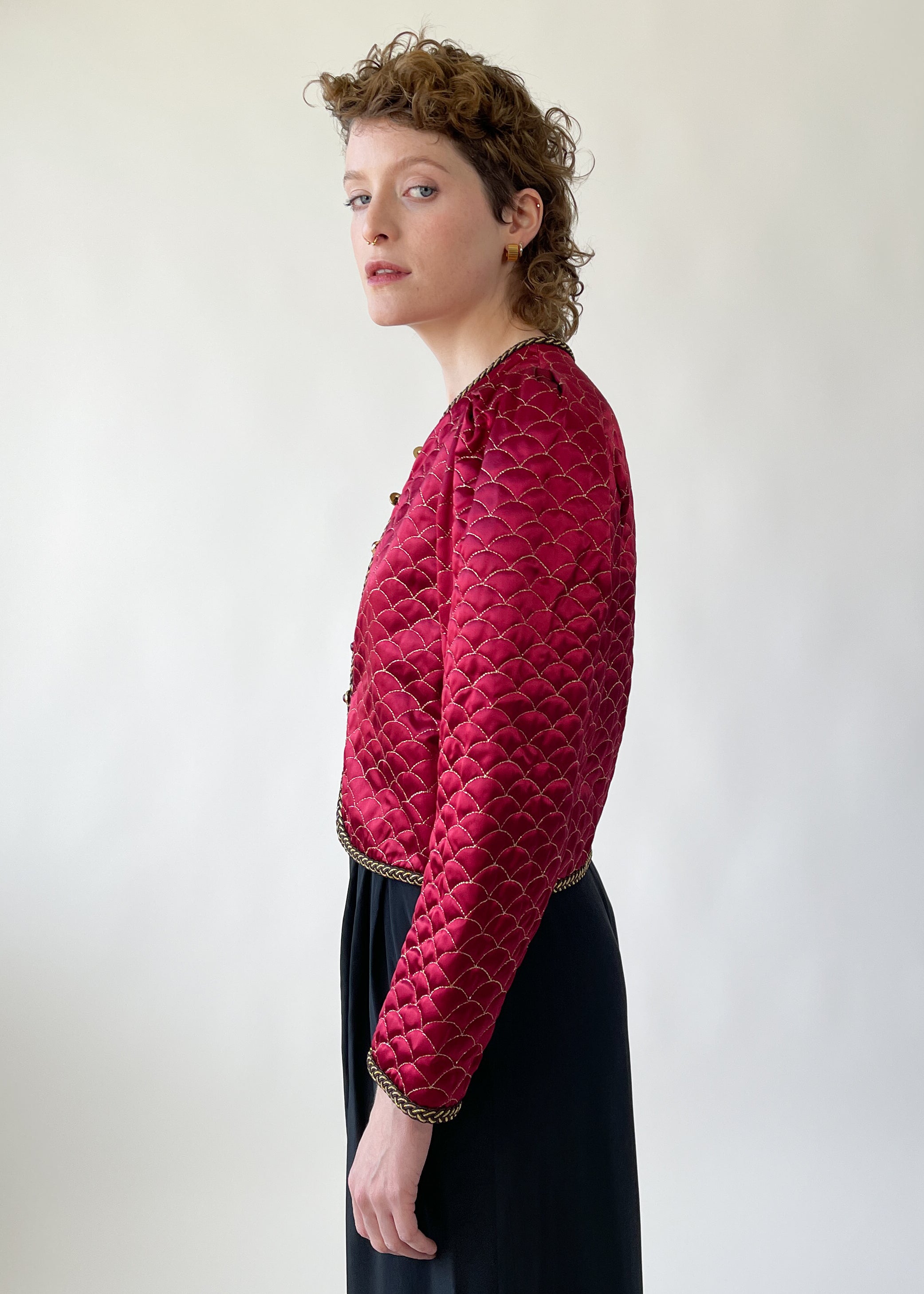 Vintage 1970s Yves Saint Laurent Cropped Satin Jacket