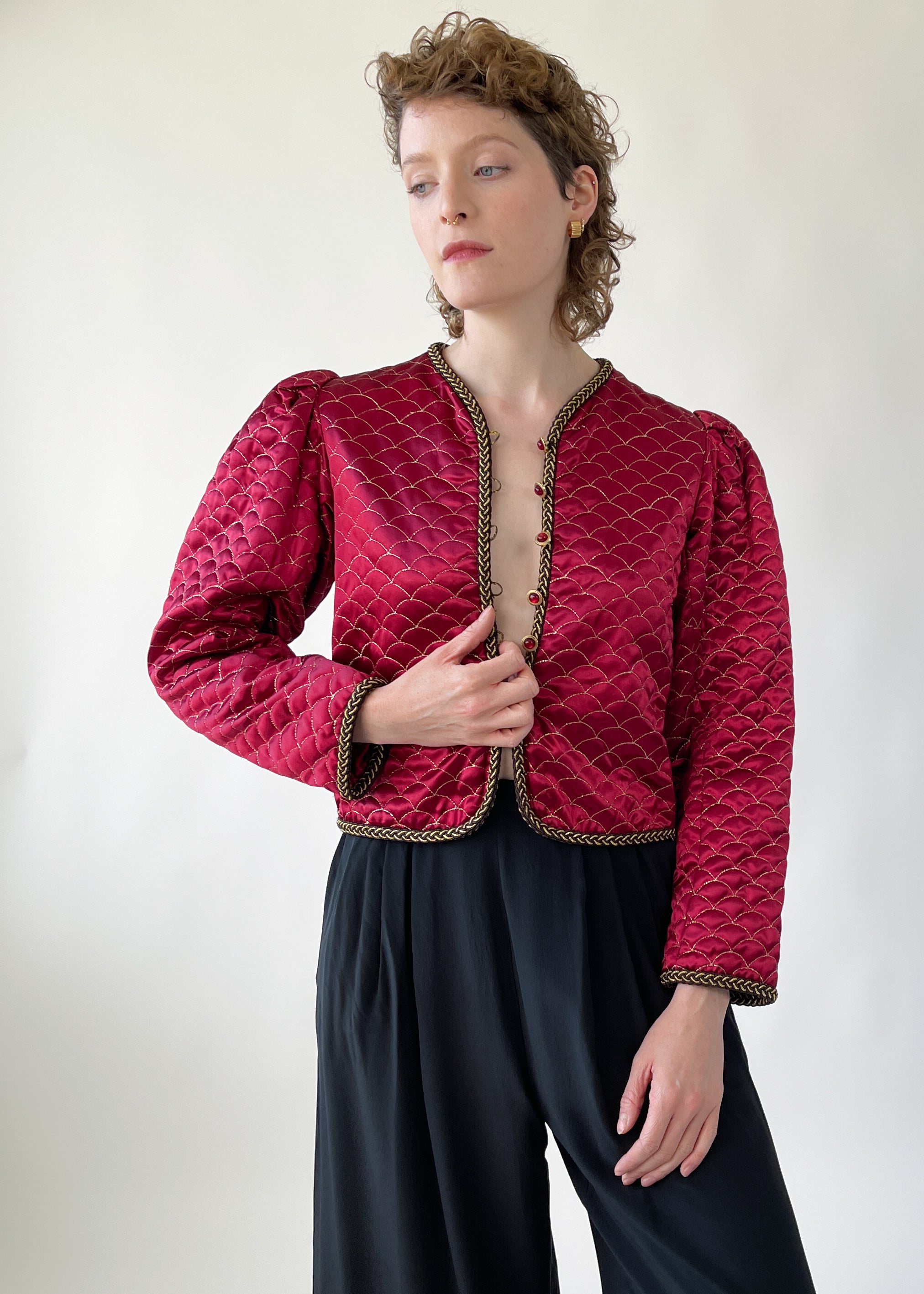 Vintage 1970s Yves Saint Laurent Cropped Satin Jacket
