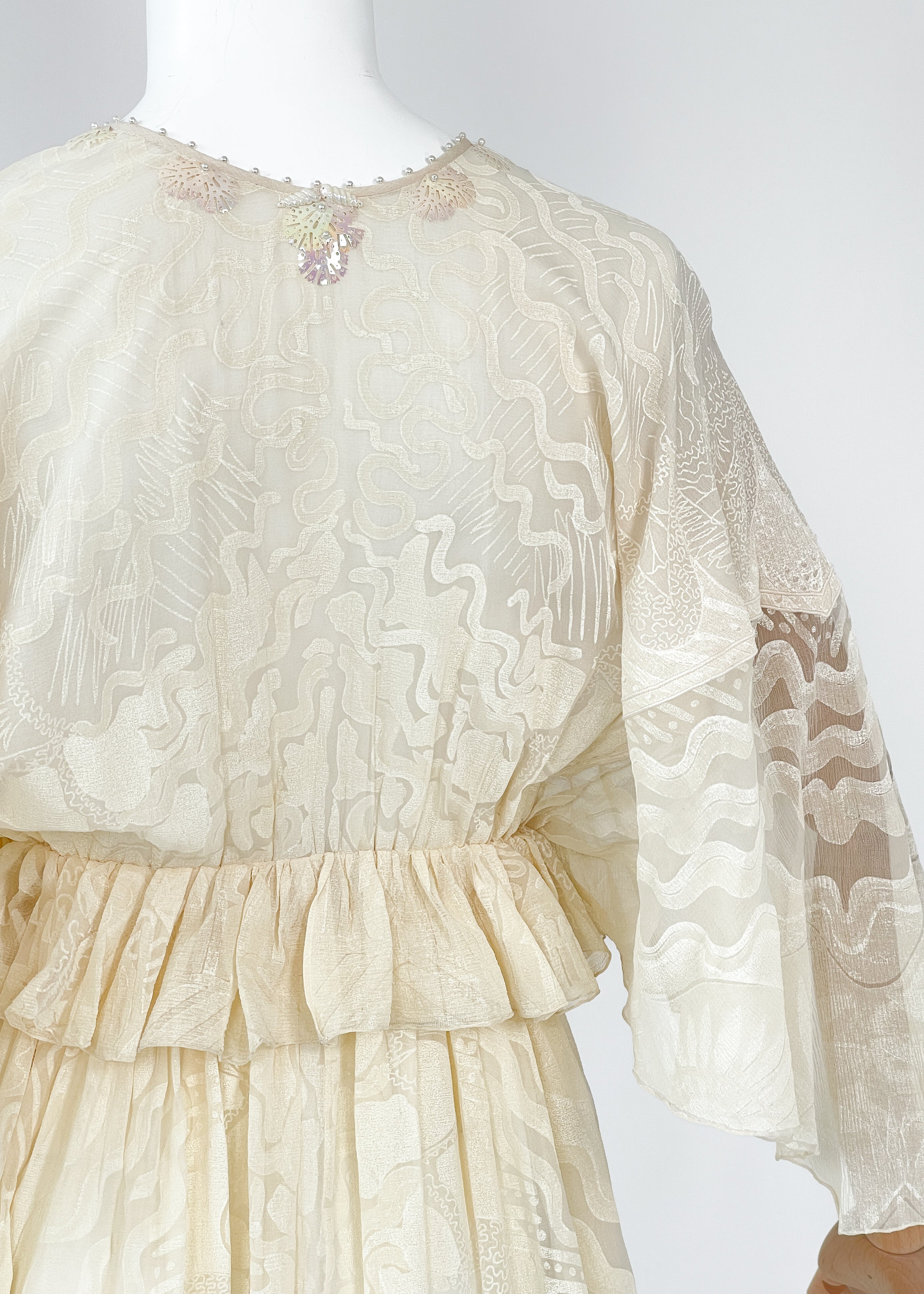 Vintage 1970s Zandra Rhodes Hand-Painted "Shell" Dress