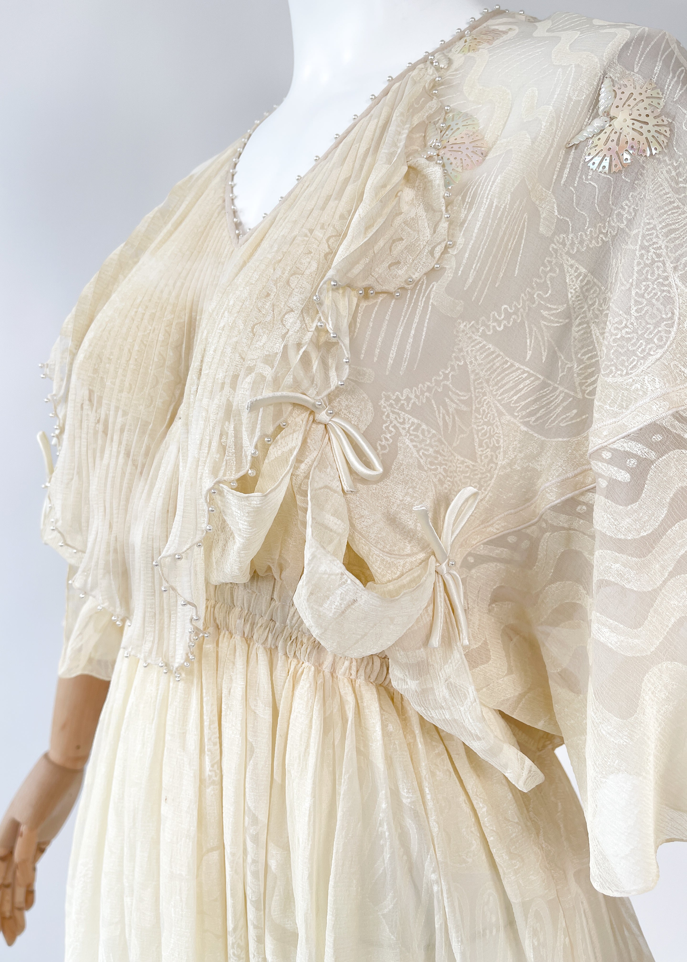 Vintage 1970s Zandra Rhodes Hand-Painted "Shell" Dress