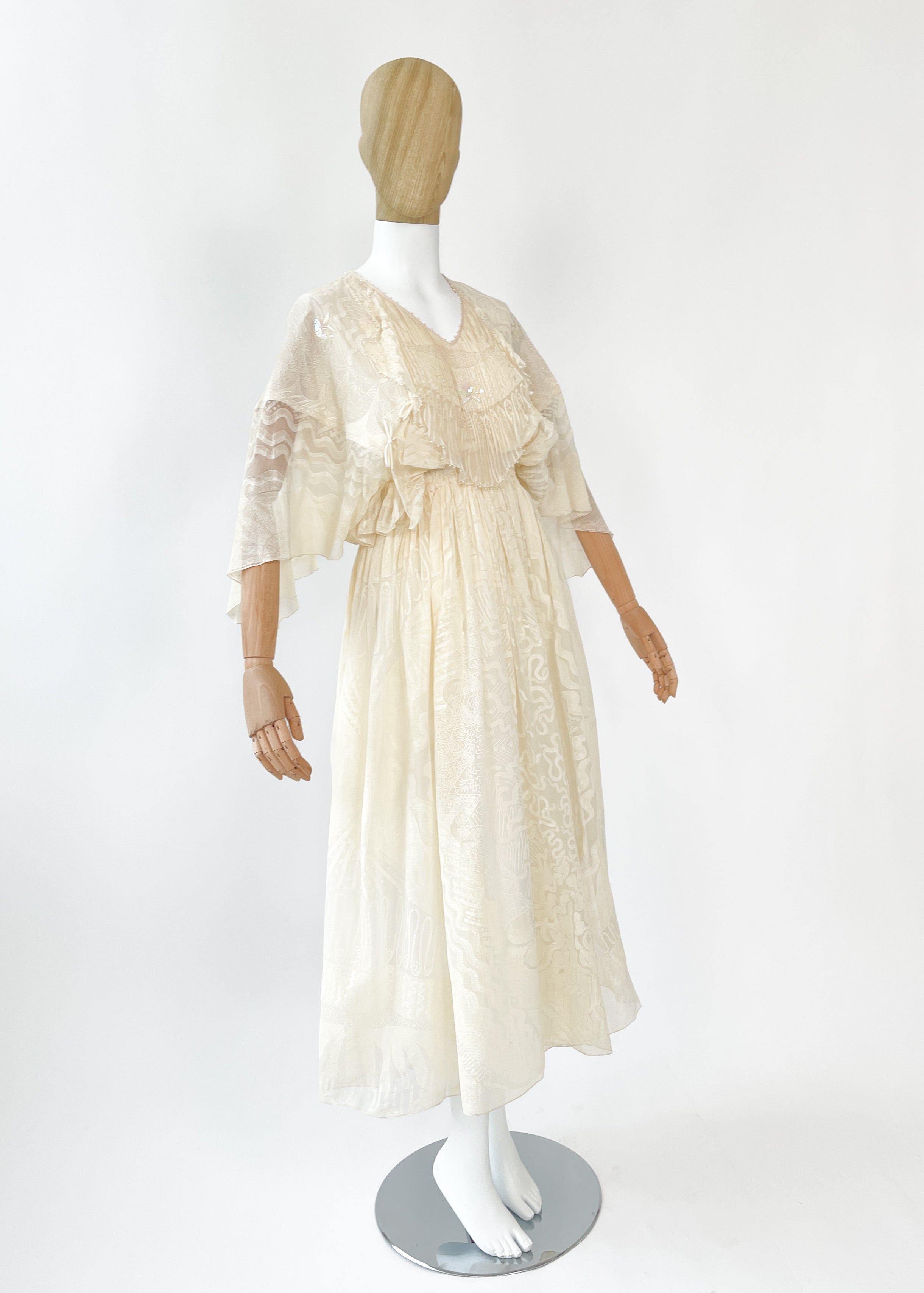 Vintage 1970s Zandra Rhodes Hand-Painted "Shell" Dress