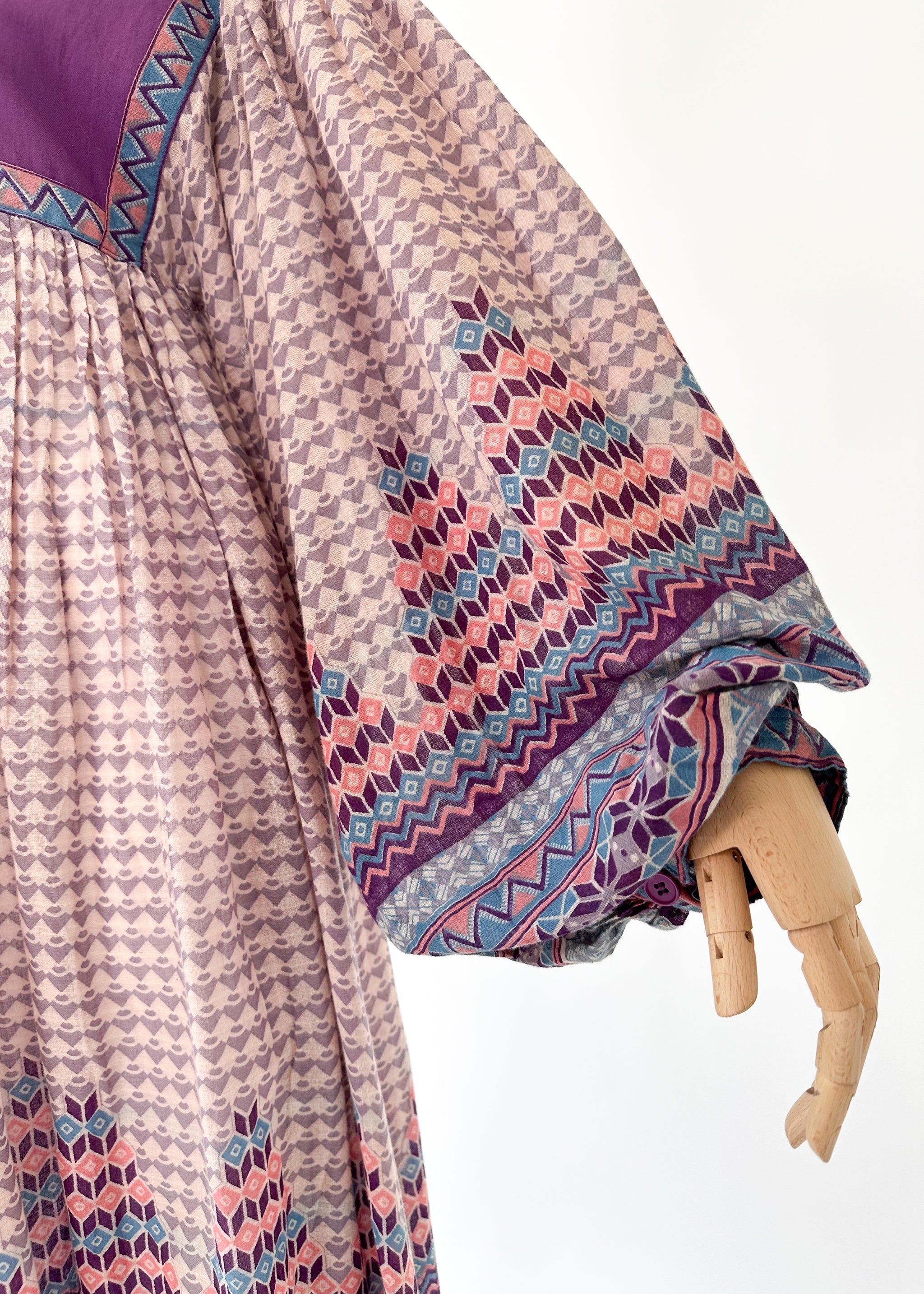 vintage indian cotton dress 1970s Shakti Indian Cotton Dress Noble Vintage Clothier