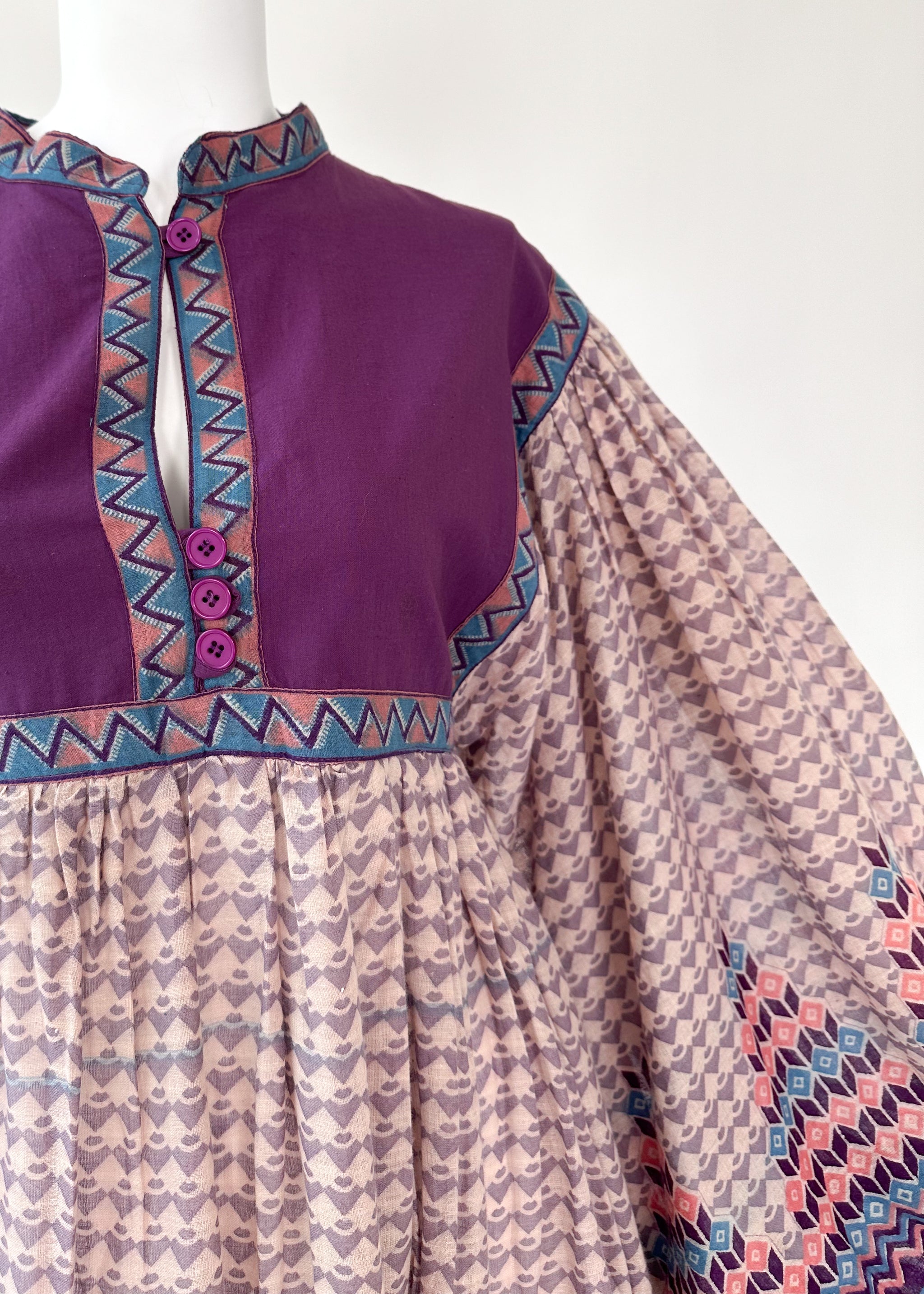 vintage indian cotton dress 70s Ritu Kumar Indian Cotton Dress | XS-M
