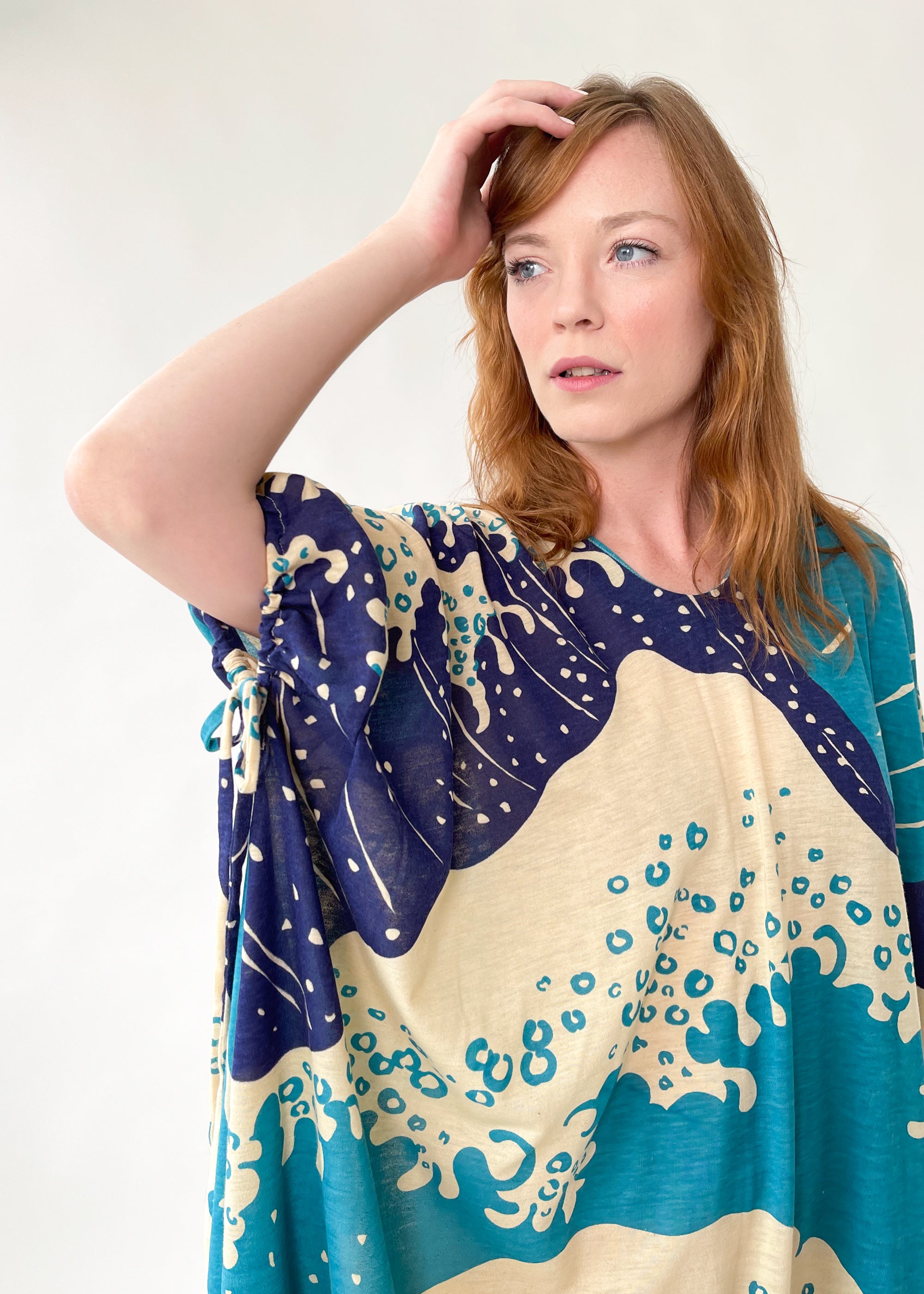 Vintage 1970s Hokusai Wave Print Caftan