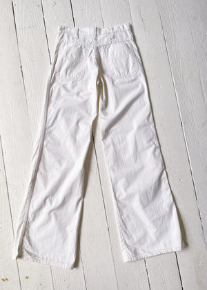 Vintage 1970s White Canvas Wide Leg Jeans