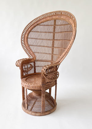 Vintage 1970s Wicker Peacock Throne Chair