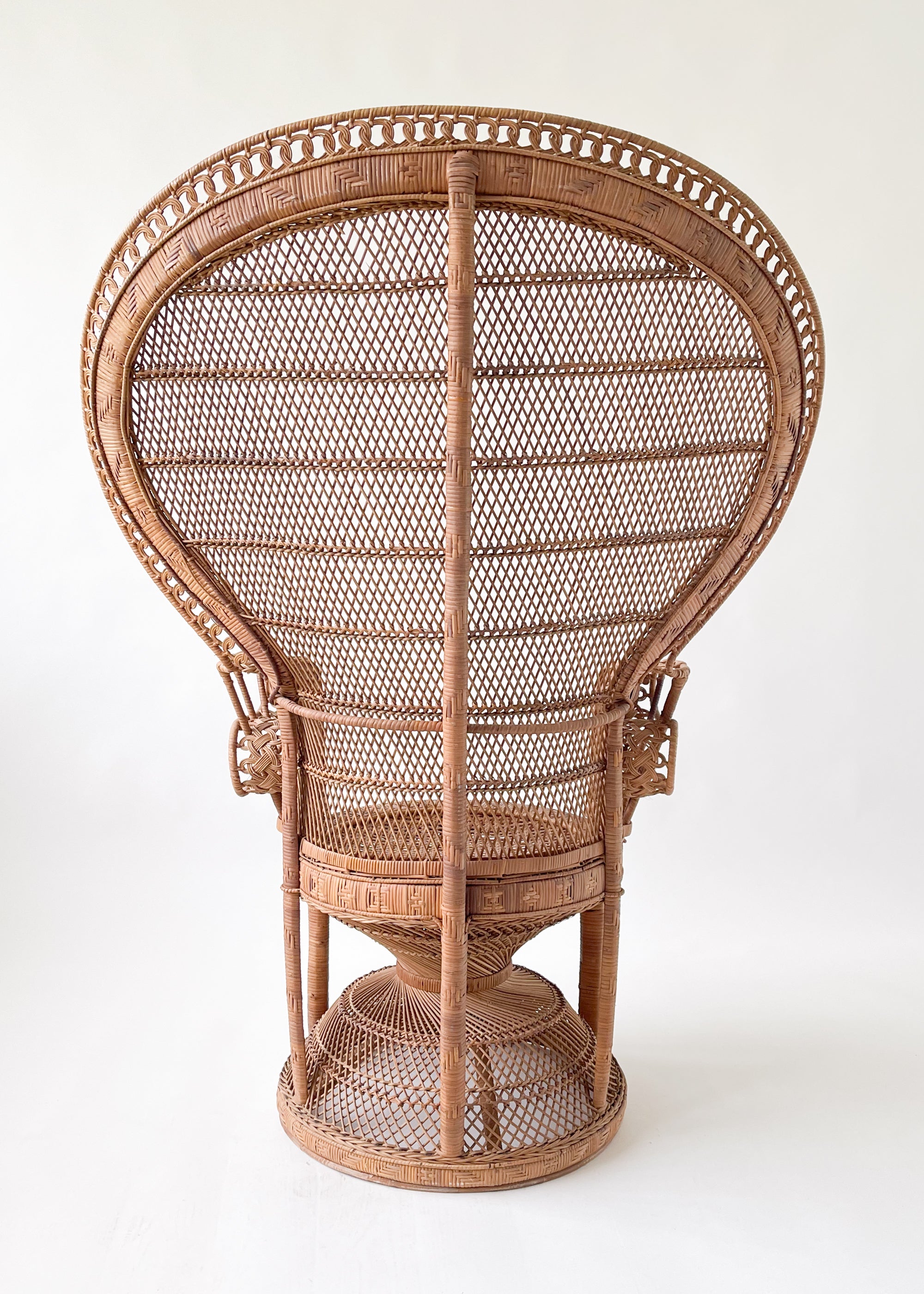 Vintage 1970s Wicker Peacock Throne Chair