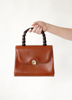バッグ Rare GUCCI Leather Wood Handle Tote Bag Vintage1980sGuccileatherpurse-