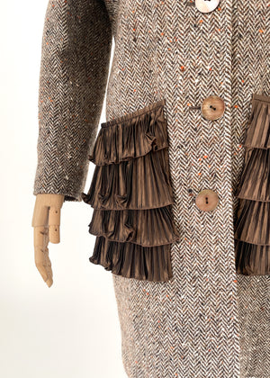 Vintage Valentino Herringbone Tweed Coat