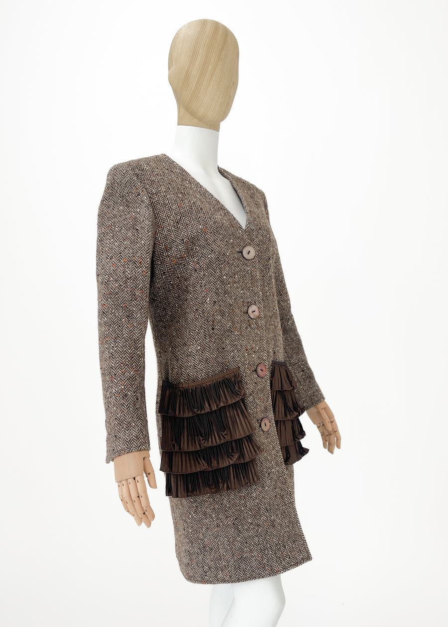 Vintage Valentino Herringbone Tweed Coat