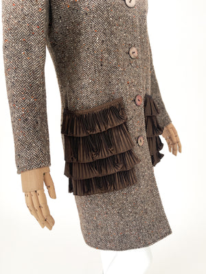 Vintage Valentino Herringbone Tweed Coat