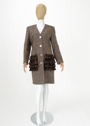 Vintage Valentino Herringbone Tweed Coat