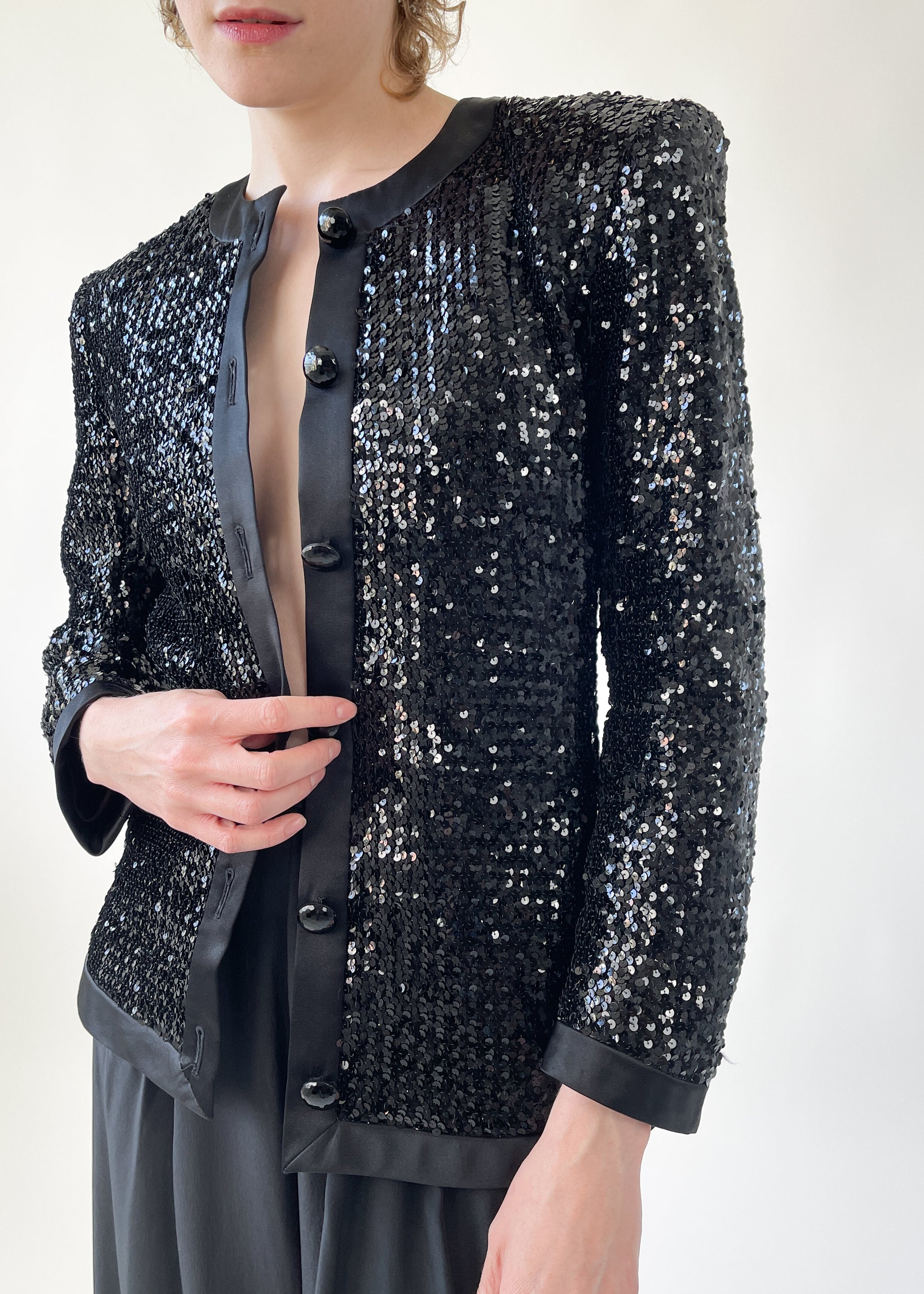 Vintage 1980s Yves Saint Laurent Sequin Jacket Raleigh Vintage