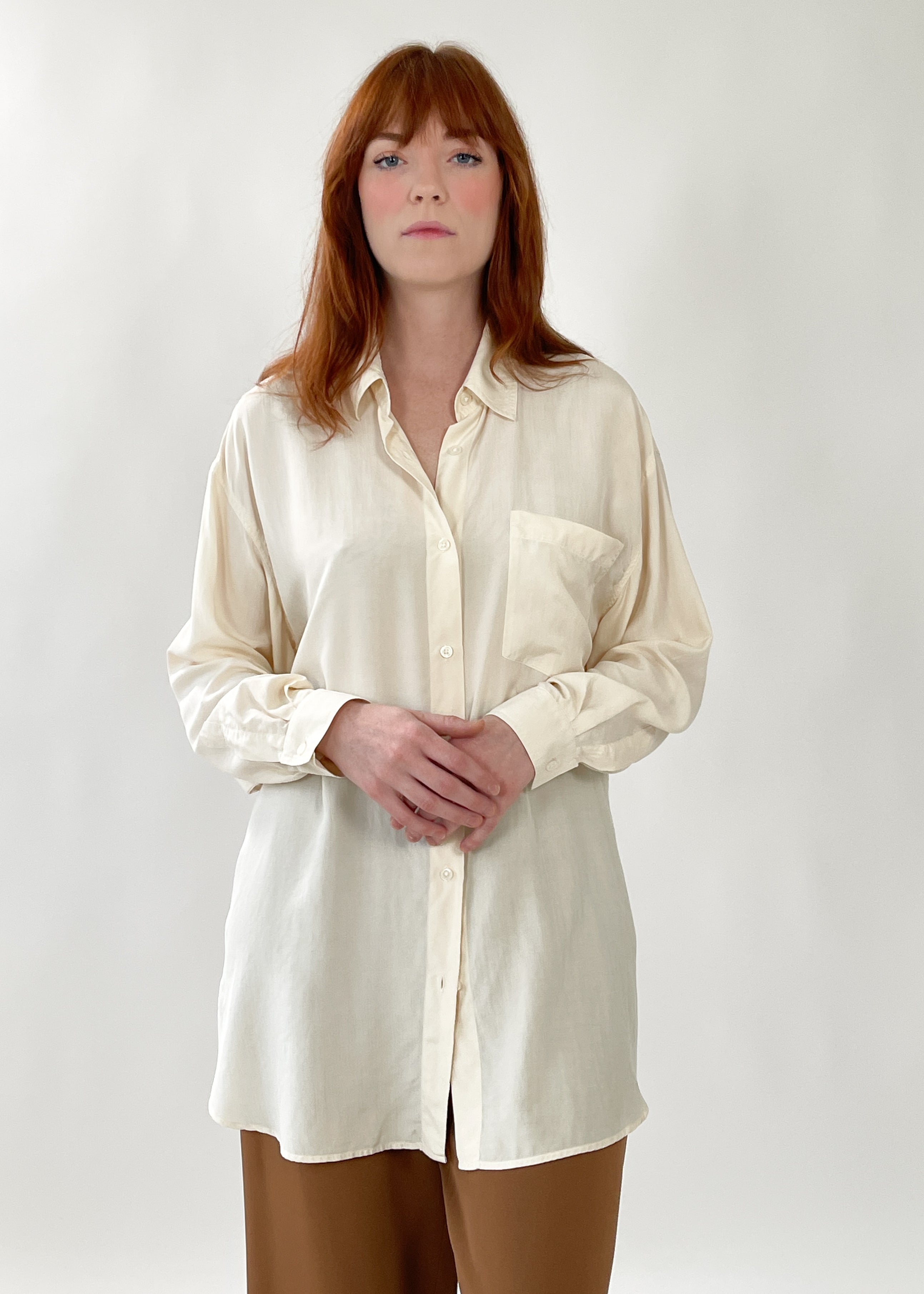 Vintage 1990s Oversized Silk Shirt