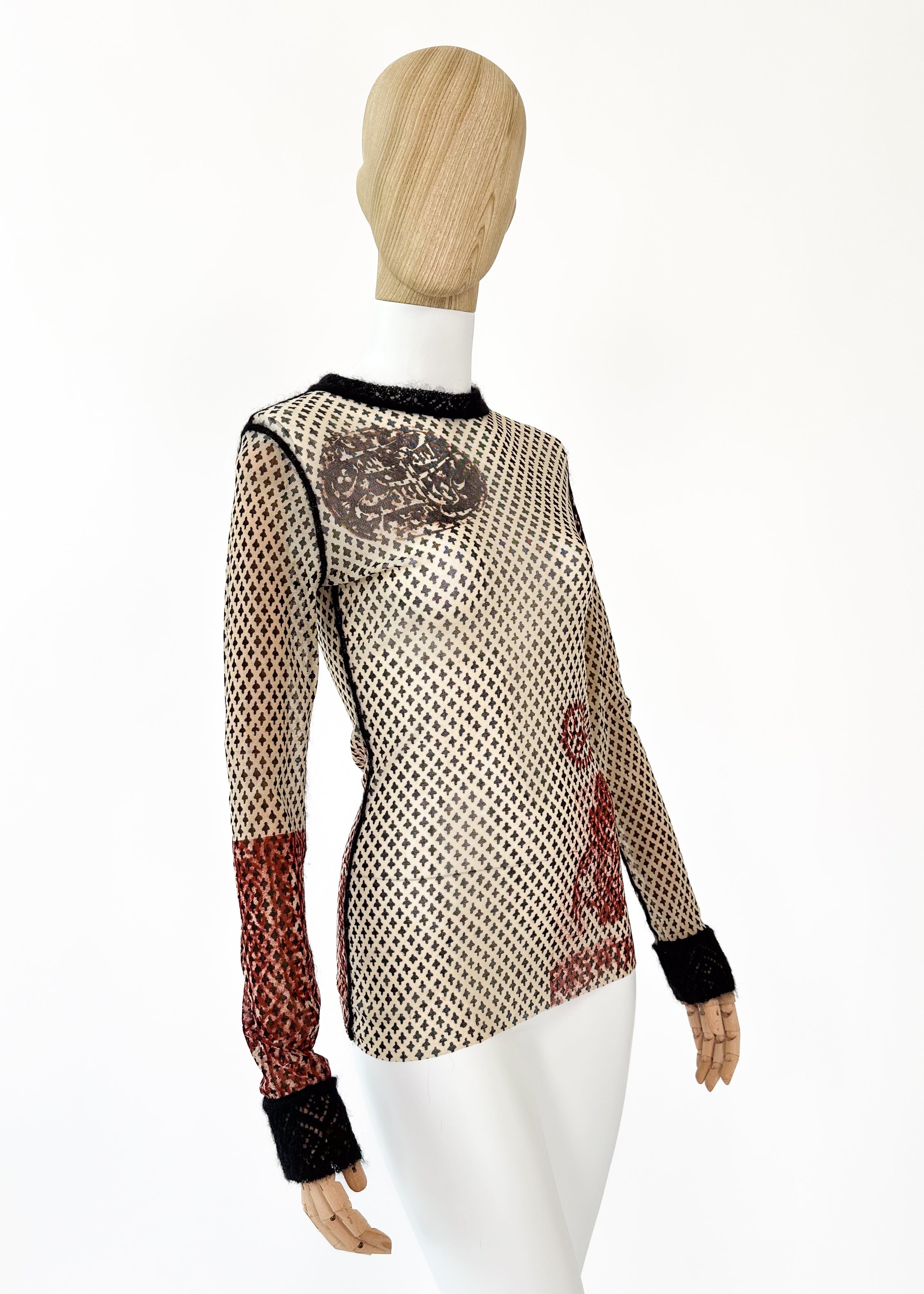 Vintage Jean Paul Gaultier Mesh Top — Early 1990s, Ottoman Print
