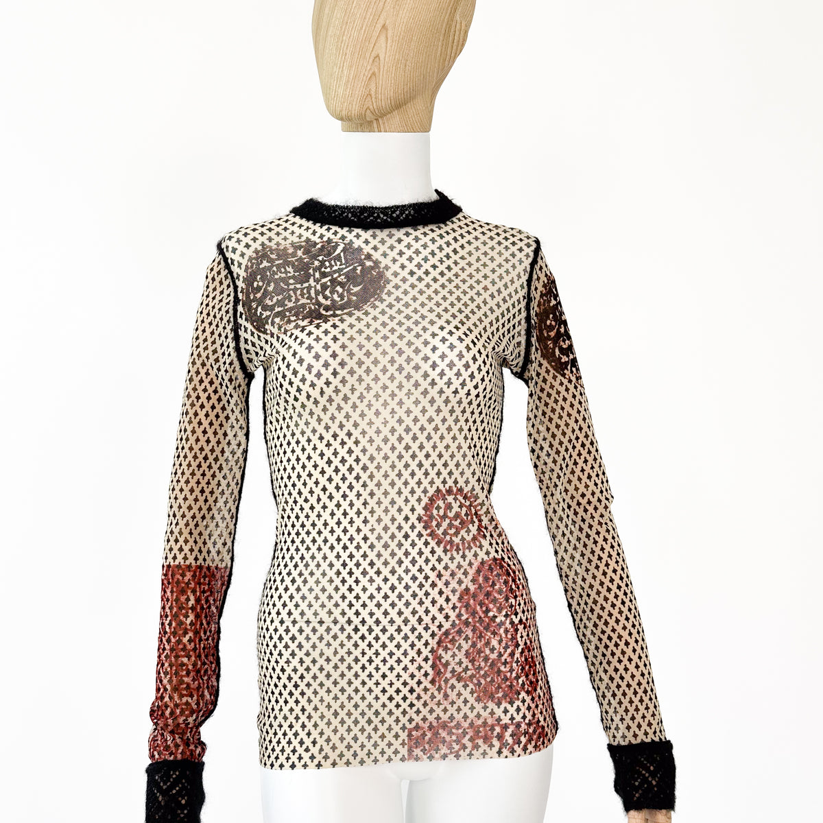 Vintage Jean Paul Gaultier Mesh Top — Early 1990s, Ottoman Print