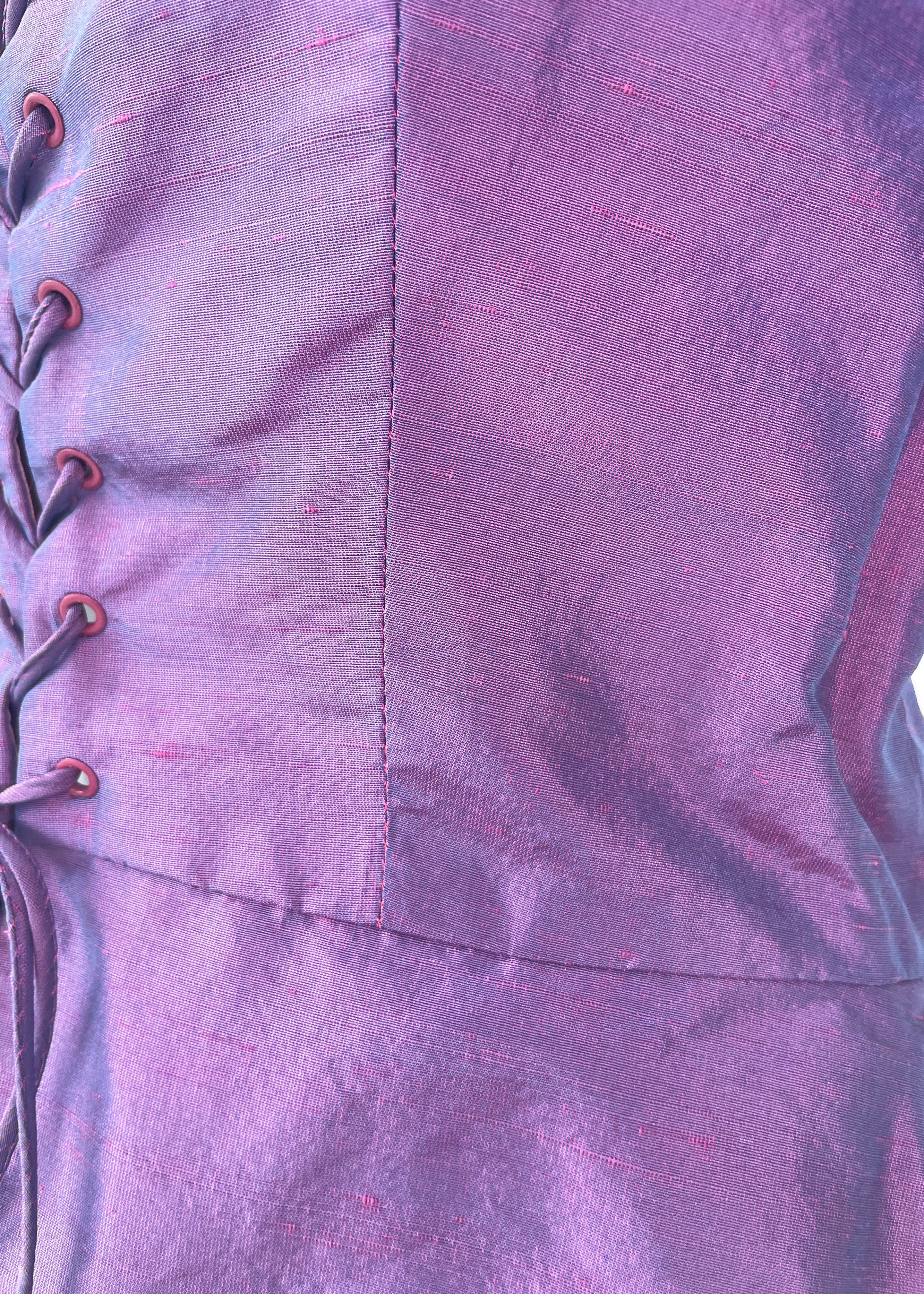 Vintage Purple Silk Lace Up Top