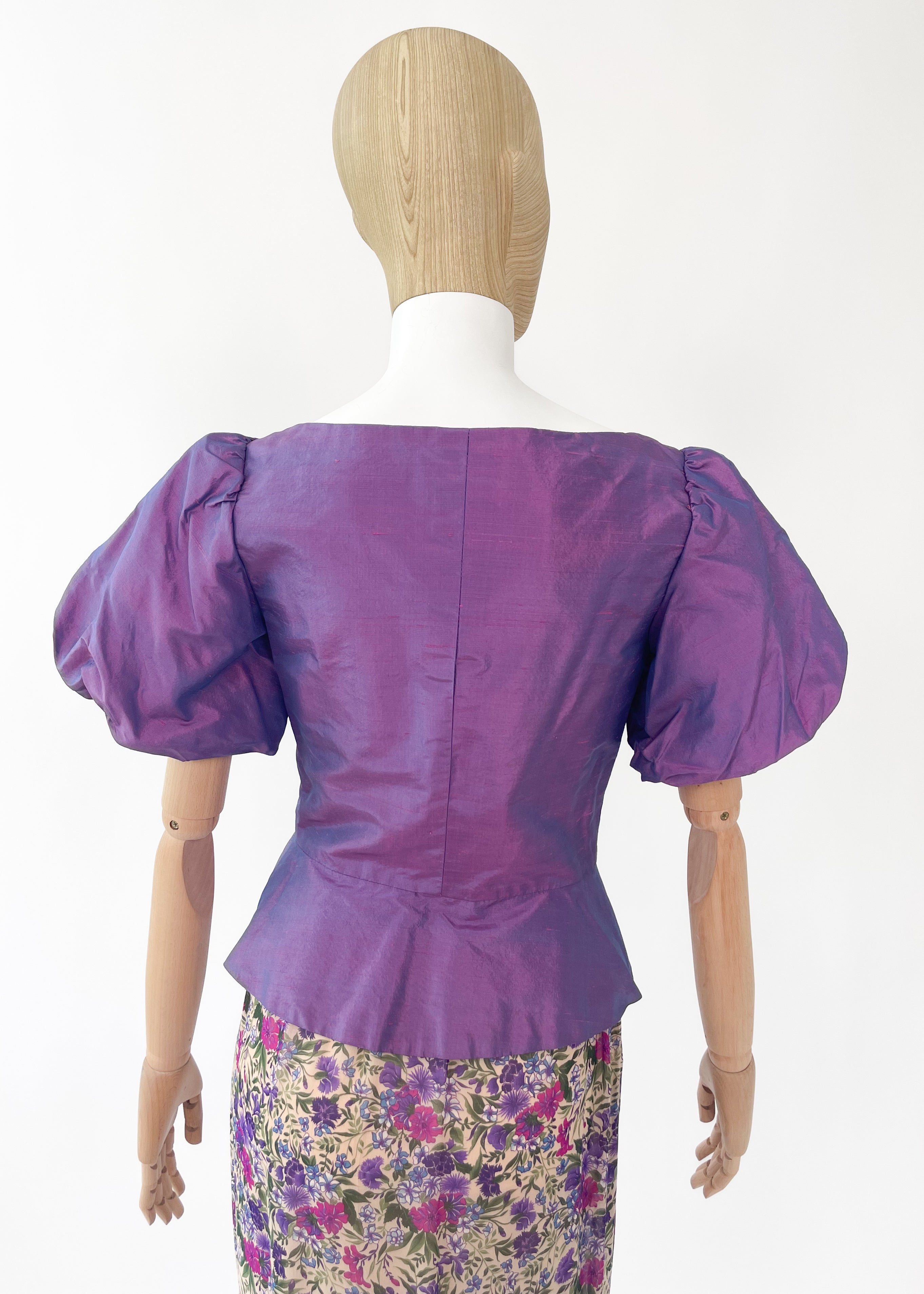 Vintage Purple Silk Lace Up Top