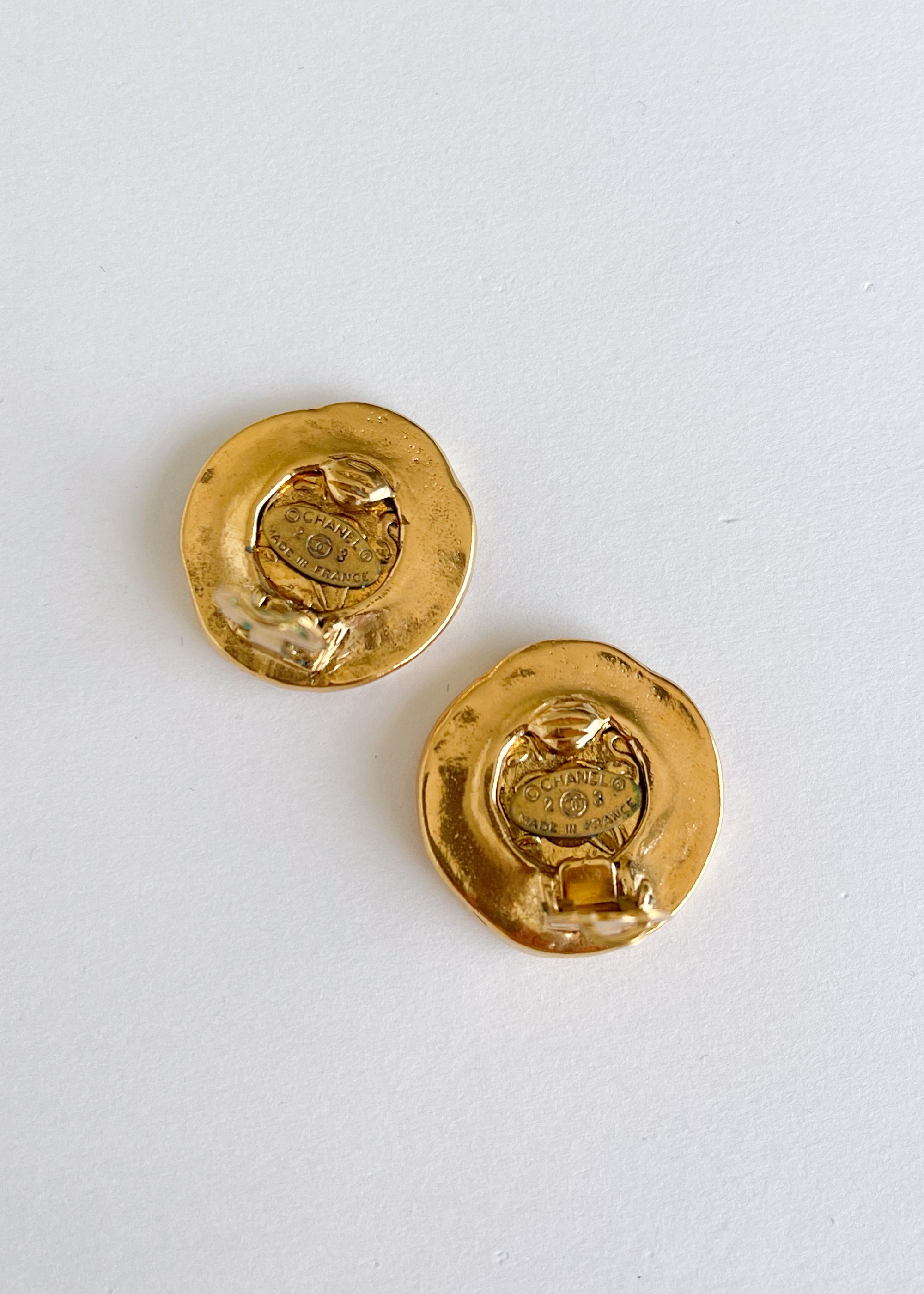 Vintage 1980s Chanel Logo Coin Earrings
