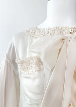 Vintage Chanel Ivory Silk Blouse