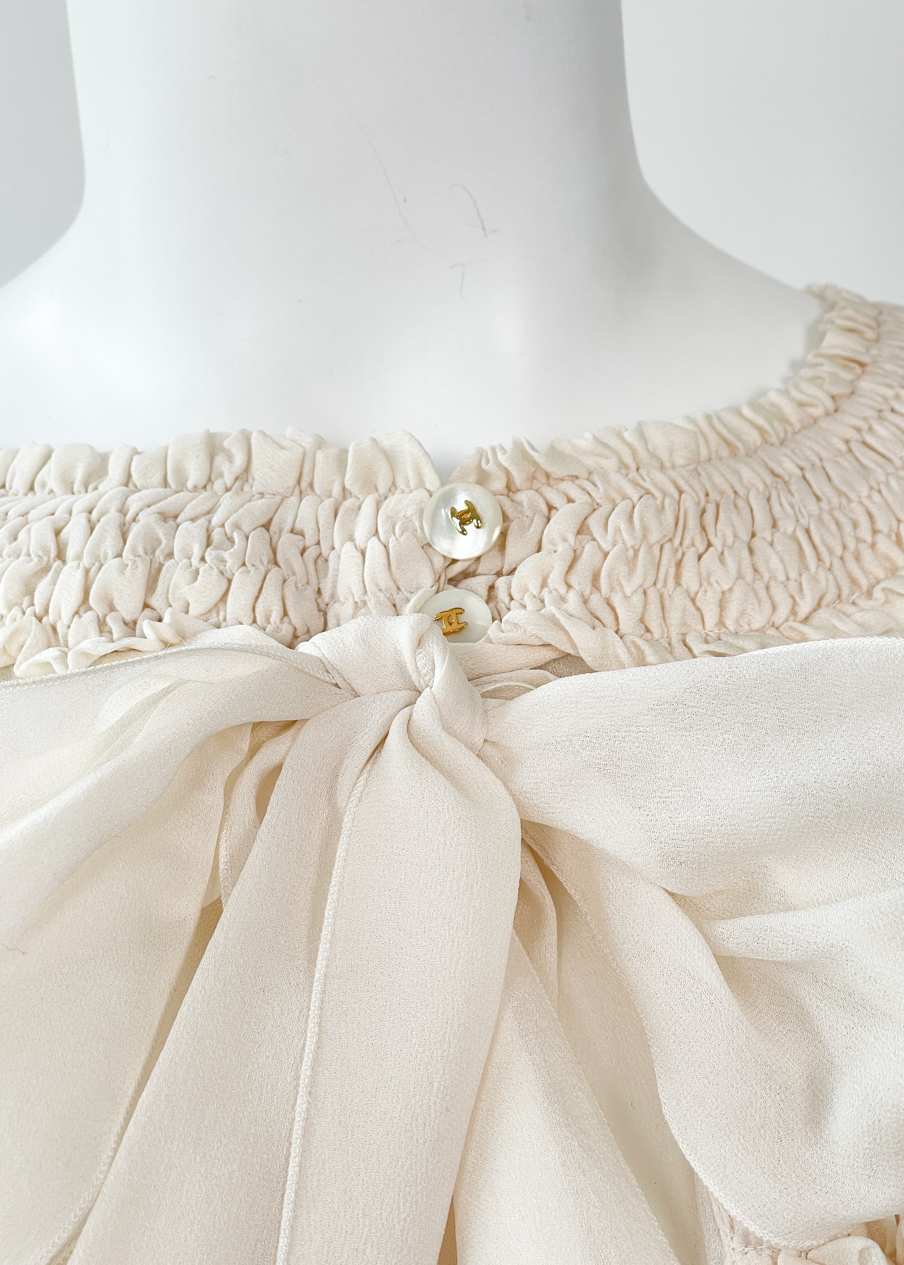 Vintage Chanel Ivory Silk Blouse