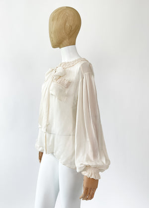 Vintage Chanel Ivory Silk Blouse