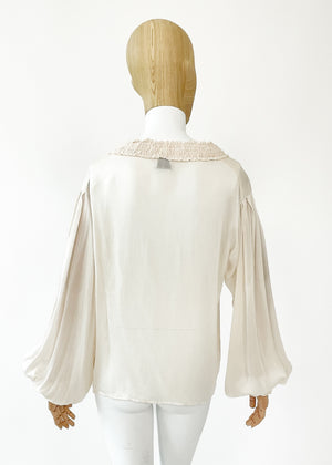 Vintage Chanel Ivory Silk Blouse