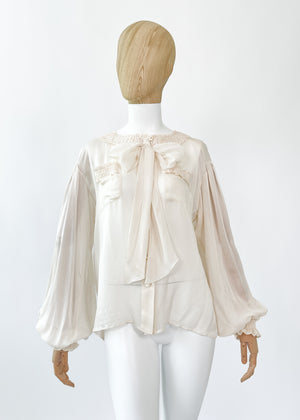 Vintage Chanel Ivory Silk Blouse