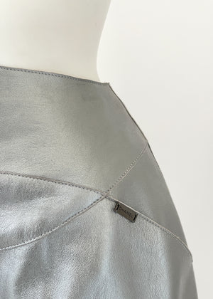 Vintage Chanel Silver Leather Skirt Fall 1999